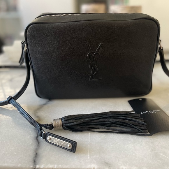 Authentic ( YSL) Saint Laurent Lou Camera Bag, Leather Small Black Crossbody - Picture 15 of 16